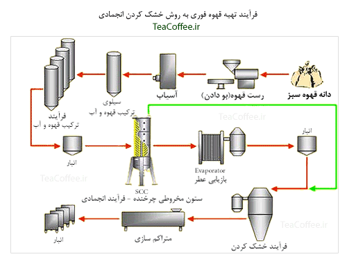 فرآیند تهیه قهوه فوری به روش خشک کردن اجتماعی